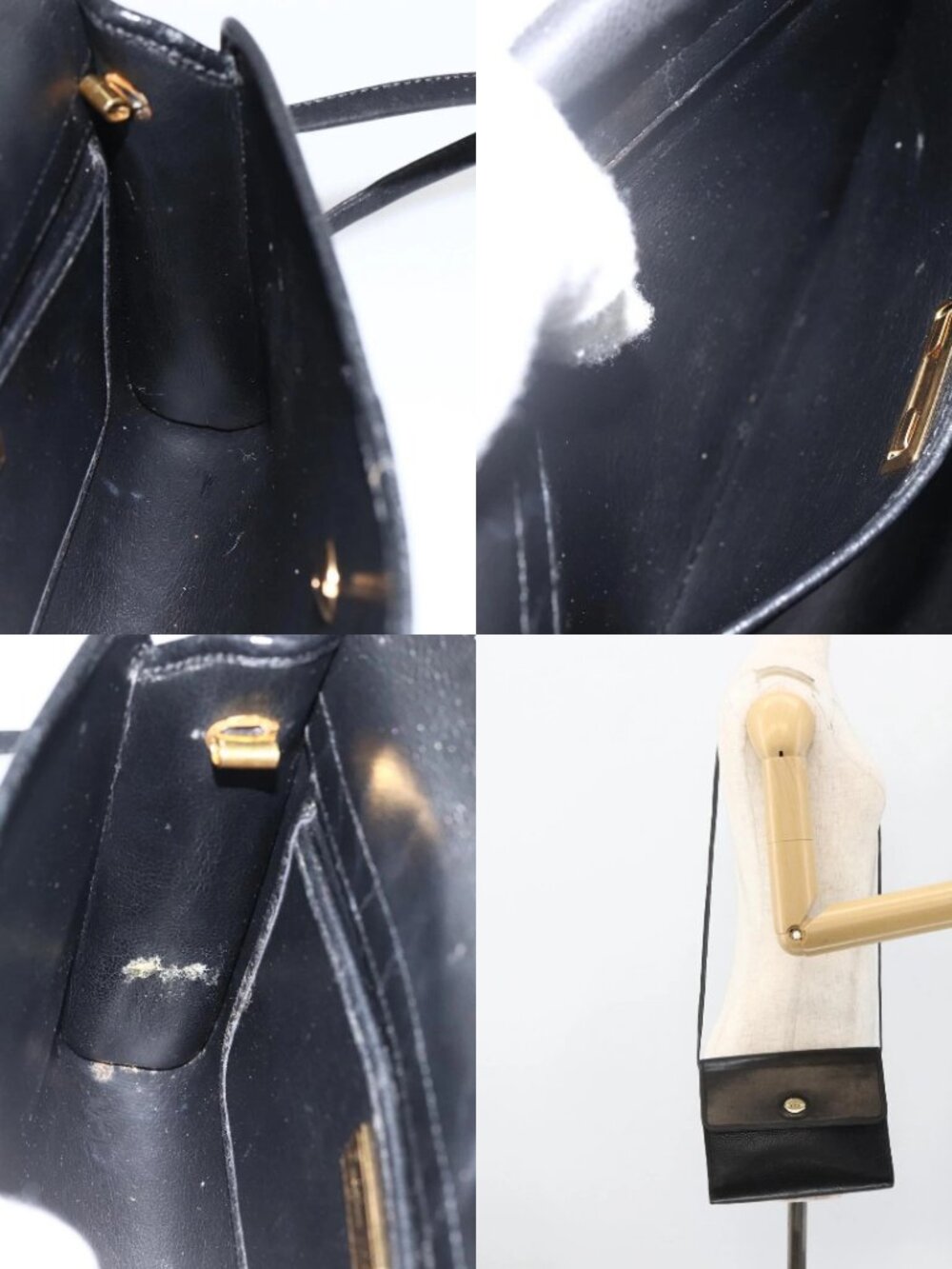 Christian Dior Shoulder Bag Leather Black Gold Auth 174078 - Picture 14 of 15